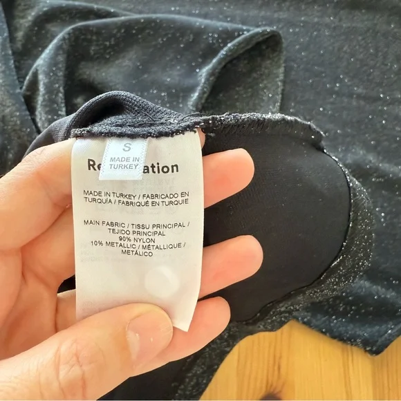 Reformation Maevry Knit Maxi Dress Sparkle Minimalist Party Black  S [flaw] - Picture 9 of 12